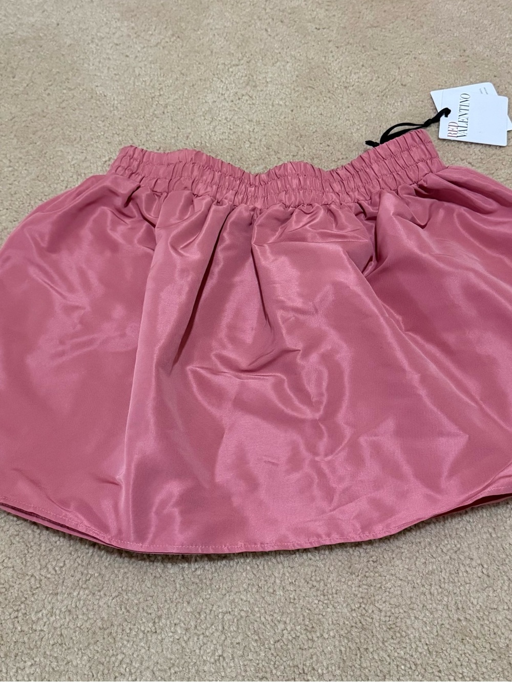 NWT! RED Valentino Pink Satin Gathered Mini Skirt-38